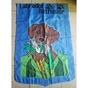 Labrador Retriever Chocolate with Duck in Mouth Double Sided 48"x32" Flag Gift
